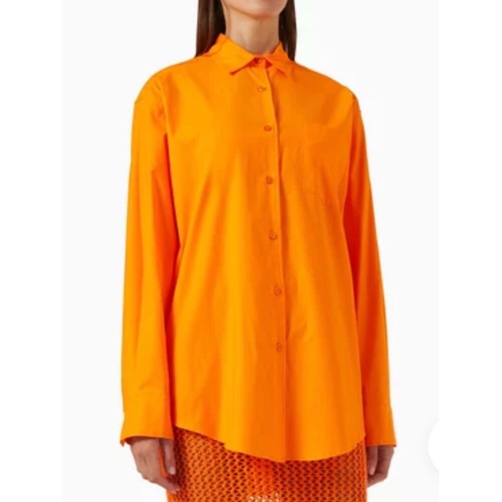 Monday Swimwear La Jolla Orange Stretch Cotton Shirt Coverup size 12/14 Beach